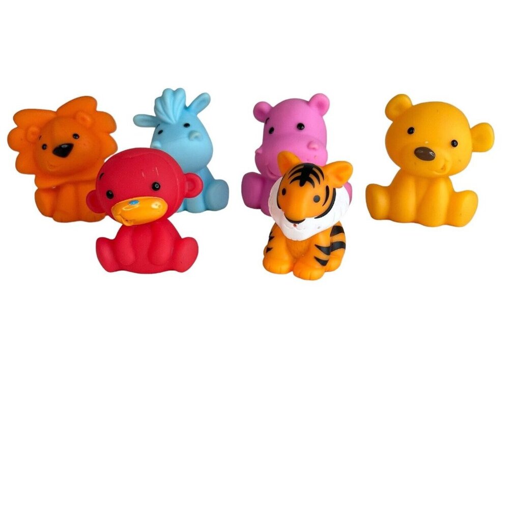 6 Infantino Animal Bath Squirt Toy Lion Bear Hippo Tiger Monkey Donkey Lot - Picture 1 of 13